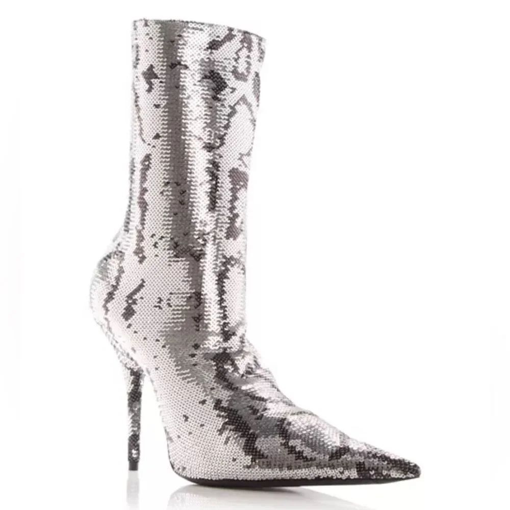 Balenciaga Knife Sequin High Heel Sock Booties size 38.5